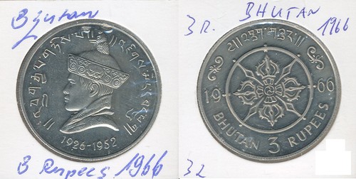 Bhutan rupie 1966 unc - 3,