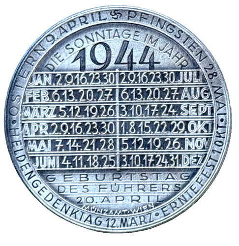 Medaglia calendario 1944 - calendario,